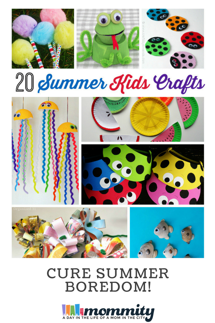 Looking to cure summer boredom?This collection of 20 Summer DIY Kids Crafts & activities is a great way to keep the kids busy this summer!